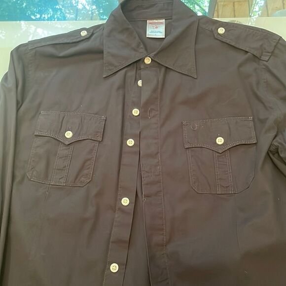 True Religion shirt black large logo on the pocket 100 cotton very nice - Picture 1 of 9